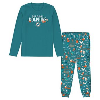 Preschool Outerstuff Aqua Miami Dolphins Chestnut Holiday Sleep Set