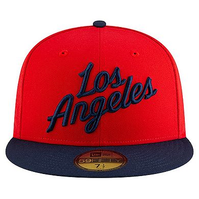 Men's New Era Red LA Clippers Statement Edition Jersey Hook 59Fifty Fitted Hat