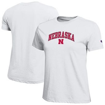 Women's Champion White Nebraska Huskers Arched Over Logo T-Shirt