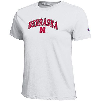 Women's Champion White Nebraska Huskers Arched Over Logo T-Shirt