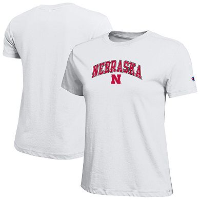 Women's Champion White Nebraska Huskers Arched Over Logo T-Shirt