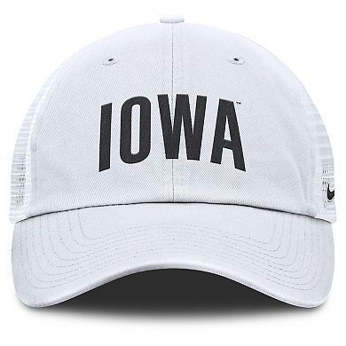 Men's Nike White Iowa Hawkeyes Club Campus Trucker Adjustable Hat