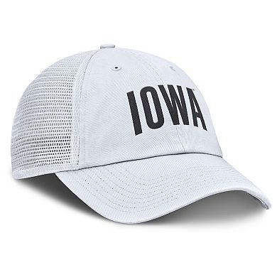 Men's Nike White Iowa Hawkeyes Club Campus Trucker Adjustable Hat