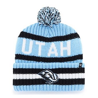 Men's '47 Light Blue Utah Mammoth Bering Cuffed Knit Hat with Pom