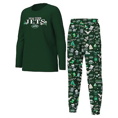 Youth Outerstuff Green New York Jets Chestnut Holiday Sleep Set