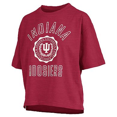 Women's Pressbox Crimson Indiana Hoosiers Motley Crew Bishop Waist Length Oversized T-Shirt