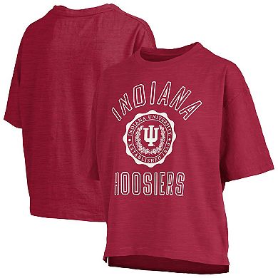 Women's Pressbox Crimson Indiana Hoosiers Motley Crew Bishop Waist Length Oversized T-Shirt