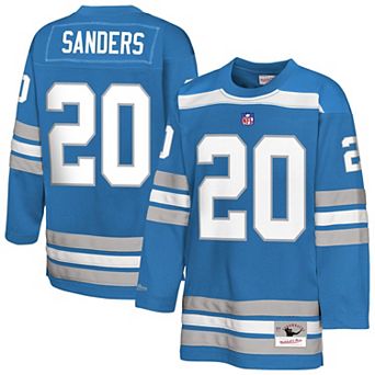 Youth Mitchell & Ness Barry Sanders Blue Detroit Lions Hockey Fashion Jersey