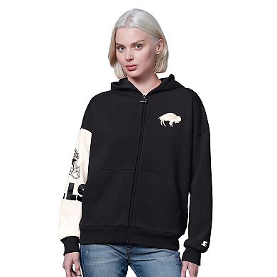 Women's Starter Black Buffalo Bills 4th Down Full-Zip Hoodie