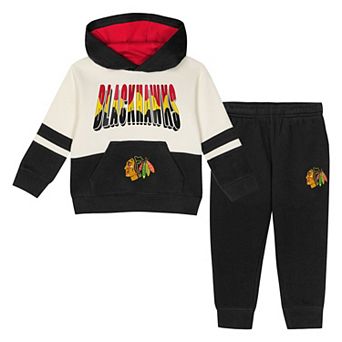 Toddler Outerstuff Black Chicago Blackhawks Chants and Cheers Fleece Hoodie and Pants Set