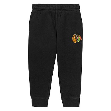 Toddler Outerstuff Black Chicago Blackhawks Chants and Cheers Fleece Hoodie and Pants Set