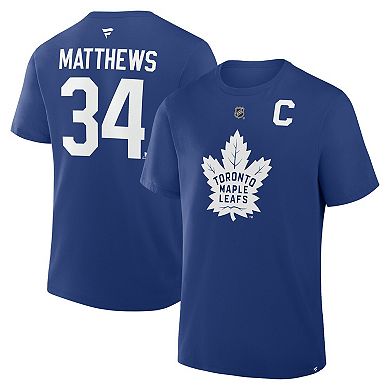 Men's Fanatics Auston Matthews Blue Toronto Maple Leafs Authentic Stack Name & Number T-Shirt