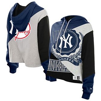 Women's New Era New York Yankees Upcycled Color Block Cropped Boxy Hoodie