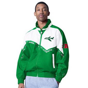 Men's Pro Player White/Kelly Green New York Jets Retro Tape II Lightweight Full-Zip Jacket