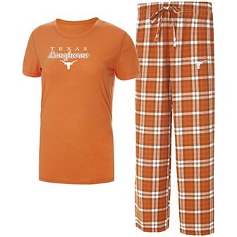 Women's Concepts Sport Texas Orange/White Texas Longhorns Lodge Top & Flannel Pants Sleep Set