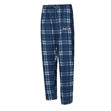 Men's Concepts Sport College Navy/Heather Gray Seattle Seahawks Regulate Long Sleeve T-Shirt and Plaid Pant Set
