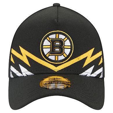Men's New Era Black Boston Bruins 39THIRTY A-Frame Perforated Flex Hat