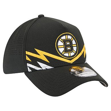 Men's New Era Black Boston Bruins 39THIRTY A-Frame Perforated Flex Hat