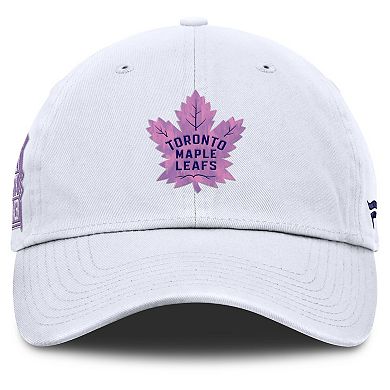 Men's Fanatics White Toronto Maple Leafs Authentic Pro Hockey Fights Cancer Adjustable Hat