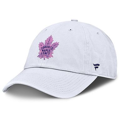 Men's Fanatics White Toronto Maple Leafs Authentic Pro Hockey Fights Cancer Adjustable Hat