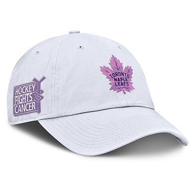 Men's Fanatics White Toronto Maple Leafs Authentic Pro Hockey Fights Cancer Adjustable Hat