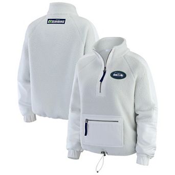 Women's WEAR by Erin Andrews White Seattle Seahawks Polar Fleece Half-Zip Jacket