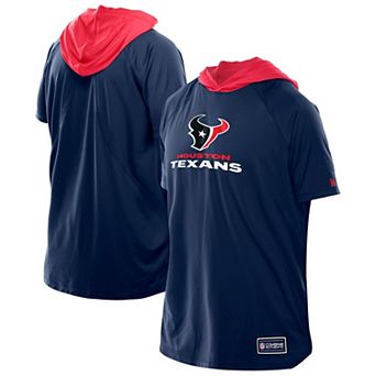 Men's New Era Navy Houston Texans Combine Authentic Hooded Raglan Short-Sleeve T-Shirt