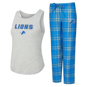 Women's Concepts Sport Heather Gray/Blue Detroit Lions Regulate Plaid Tank Top & Pants Sleep Set