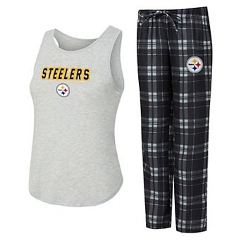 Women's Concepts Sport Heather Gray/Black Pittsburgh Steelers Regulate Plaid Tank Top & Pants Sleep Set
