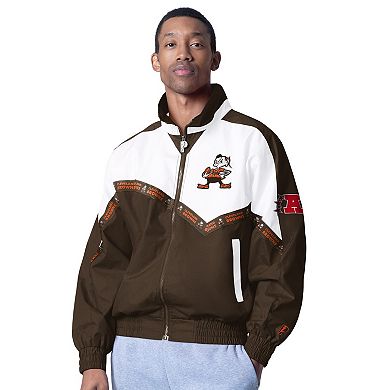 Men's Pro Player White/Brown Cleveland Browns Tape II Lightweight Full-Zip Jacket
