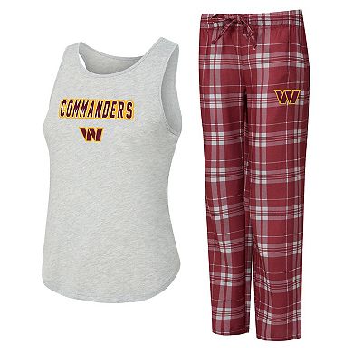 Women's Concepts Sport Heather Gray/Burgundy Washington Commanders Regulate Plaid Tank Top & Pants Sleep Set