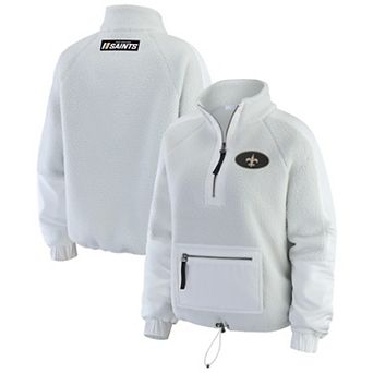 Women's WEAR by Erin Andrews White New Orleans Saints Polar Fleece Half-Zip Jacket