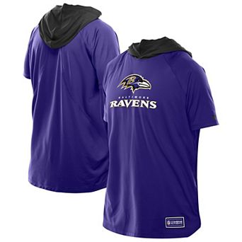 Men's New Era Purple Baltimore Ravens Combine Authentic Hooded Raglan Short-Sleeve T-Shirt