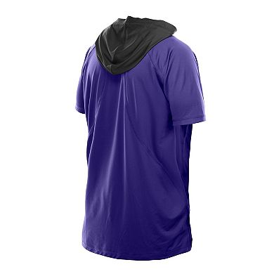 Men's New Era Purple Baltimore Ravens Combine Authentic Hooded Raglan Short-Sleeve T-Shirt
