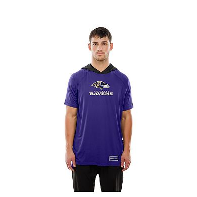 Men's New Era Purple Baltimore Ravens Combine Authentic Hooded Raglan Short-Sleeve T-Shirt