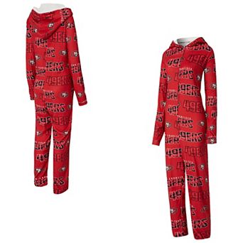 Women's Concepts Sport Scarlet San Francisco 49ers Roadway Allover Print Microfleece Full-Zip Union Suit