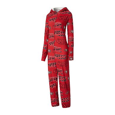 Women's Concepts Sport Scarlet San Francisco 49ers Roadway Allover Print Microfleece Full-Zip Union Suit