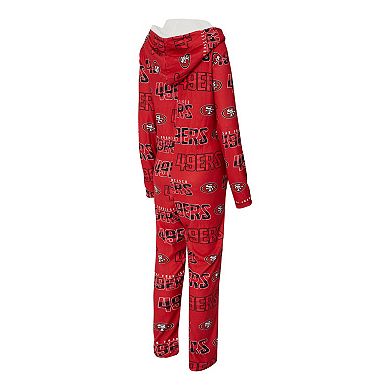 Women's Concepts Sport Scarlet San Francisco 49ers Roadway Allover Print Microfleece Full-Zip Union Suit