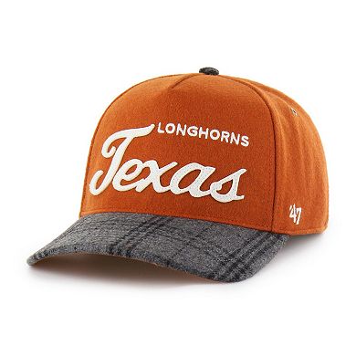 Unisex '47 Texas Orange Texas Longhorns Windowpane Plaid Collection Hitch Adjustable Hat