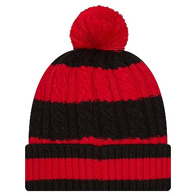Women's New Era Scarlet San Francisco 49ers Braided Cuffed Knit Hat with Pom