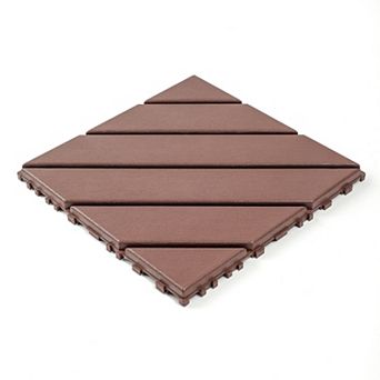 LOVMOR 44 pc 12x12 in Plastic Interlocking Deck Tiles All Weather Waterproof Brown