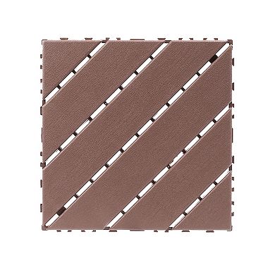 LOVMOR 44pcs 12x12in Plastic Interlocking Deck Tiles All Weather Waterproof Brown