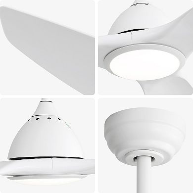 LOVMOR 52 Inch Modern Ceiling Fan 22W LED 3 ABS Blades DC Motor White