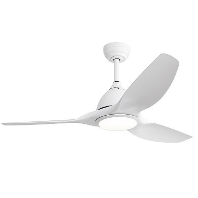 LOVMOR 52 Inch Modern Ceiling Fan 22W LED 3 ABS Blades DC Motor White