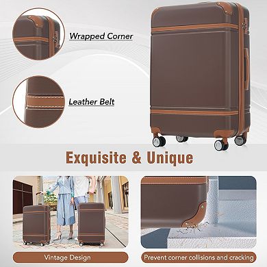 LOVMOR Hardshell Luggage Sets 3 Pieces Luggages and Cosmetic Case Spinner Suitcase