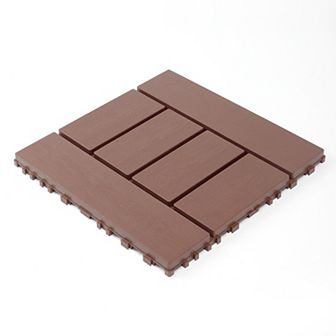 LOVMOR 44 pc 12 in H style Interlocking Deck Tiles Indoor Outdoor Brown