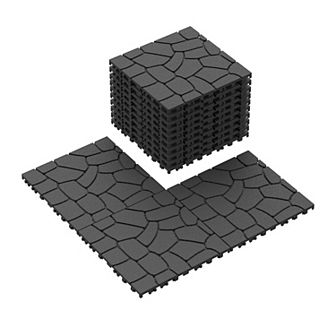 LOVMOR 44 pc 12 in New Stone Texture Interlocking Deck Tiles Indoor Outdoor Dark grey