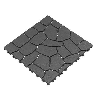 LOVMOR 44pcs 12in New Stone Texture Interlocking Deck Tiles Indoor Outdoor Dark grey