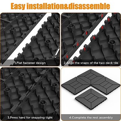 LOVMOR 44pcs 12in New Interlocking Deck Tiles Indoor Outdoor Dark grey