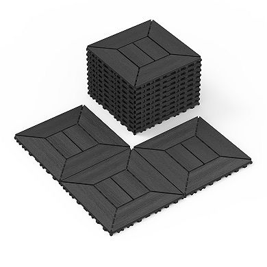 LOVMOR 44pcs 12in New Interlocking Deck Tiles Indoor Outdoor Dark grey